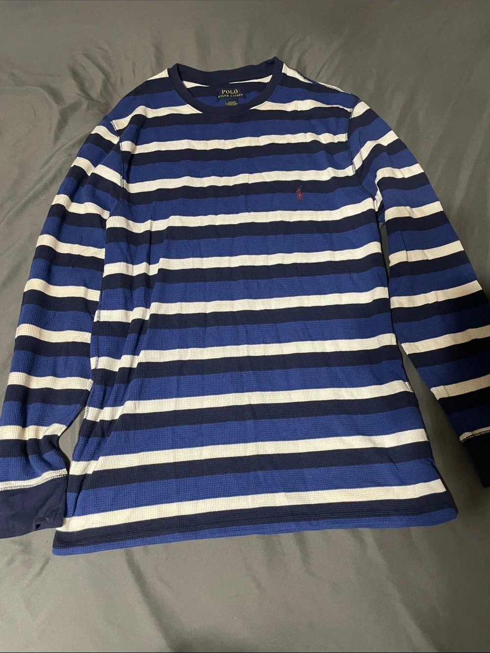Polo by Ralph Lauren Navy & White Striped Crewneck